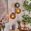 Koyoto globe light, wall light blue, gold, coppery, 3-light sources