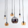 Koyoto hanging light, globe light, pendant light Amber, chrome, clear, Smoke-coloured, 6-light sources