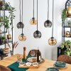 Koyoto hanging light, globe light, pendant light Amber, Smoke-coloured, 6-light sources