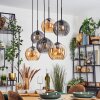 Koyoto hanging light, globe light, pendant light Amber, Smoke-coloured, 6-light sources