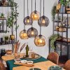 Koyoto hanging light, globe light, pendant light Amber, Smoke-coloured, 6-light sources