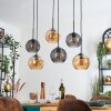 Koyoto hanging light, globe light, pendant light Amber, Smoke-coloured, 6-light sources