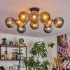 Koyoto ceiling light, globe light 85 cm blue, gold, coppery, 10-light sources