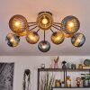 Koyoto ceiling light, globe light 85 cm blue, gold, coppery, 10-light sources