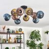 Koyoto ceiling light, globe light 85 cm blue, gold, coppery, 10-light sources