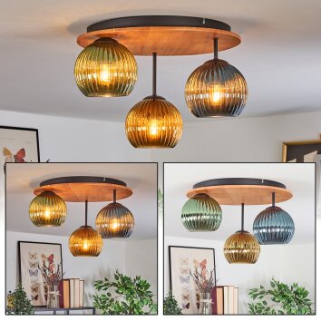 Koyoto ceiling light, globe light 40 cm Ecru, black, 3-light sources