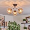 Koyoto ceiling light, globe light Amber, clear, 3-light sources