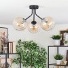 Koyoto ceiling light, globe light Amber, clear, 3-light sources