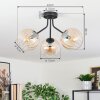 Koyoto ceiling light, globe light Amber, clear, 3-light sources