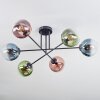 Gastor ceiling light, globe light 50 cm blue, green, clear, coppery, 6-light sources