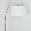 Bassagoda floor lamp, Arch lamps chrome, black, 1-light source, Fabric lampshade
