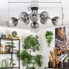 Koyoto ceiling light, globe light 85 cm clear, Smoke-coloured, 8-light sources