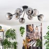 Koyoto ceiling light, globe light 85 cm clear, Smoke-coloured, 8-light sources
