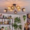 Koyoto ceiling light, globe light 85 cm Amber, clear, Smoke-coloured, 8-light sources
