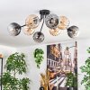 Koyoto ceiling light, globe light 85 cm Amber, clear, Smoke-coloured, 8-light sources