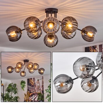 Koyoto ceiling light, globe light 85 cm Smoke-coloured, 8-light sources