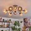 Koyoto ceiling light, globe light 81 cm Amber, clear, Smoke-coloured, 10-light sources