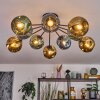 Ripoll ceiling light, globe light blue, gold, green, 10-light sources