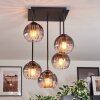 Koyoto ceiling light, globe light clear, Smoke-coloured, 5-light sources