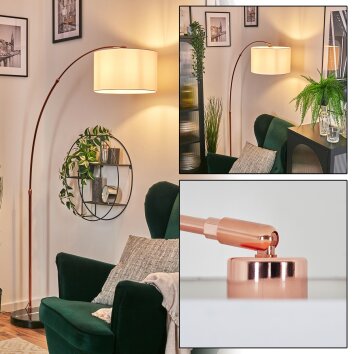 Bassagoda floor lamp, Arch lamps copper, black, 1-light source, Fabric lampshade