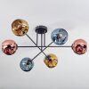 Ripoll ceiling light, globe light blue, gold, coppery, 6-light sources