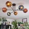 Ripoll ceiling light, globe light blue, gold, coppery, 6-light sources