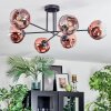 Ripoll ceiling light, globe light clear, coppery, 6-light sources