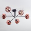 Ripoll ceiling light, globe light clear, coppery, 6-light sources