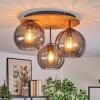 Koyoto ceiling light, globe light Ecru, black, 3-light sources