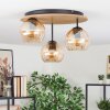 Koyoto ceiling light, globe light Ecru, black, 3-light sources