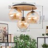 Koyoto ceiling light, globe light Ecru, black, 3-light sources