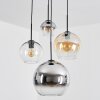 Koyoto hanging light, globe light, Cluster pendant lamp 35 cm Amber, chrome, clear, Smoke-coloured, 4-light sources