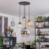 Koyoto hanging light, globe light, Cluster pendant lamp 35 cm Amber, chrome, clear, Smoke-coloured, 4-light sources