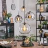 Koyoto hanging light, globe light, Cluster pendant lamp Amber, chrome, clear, Smoke-coloured, 4-light sources
