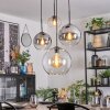 Koyoto hanging light, globe light, Cluster pendant lamp Amber, chrome, clear, Smoke-coloured, 4-light sources