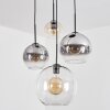 Koyoto hanging light, globe light, Cluster pendant lamp Amber, chrome, clear, Smoke-coloured, 4-light sources