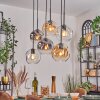 Ripoll hanging light, globe light, pendant light Amber, clear, Smoke-coloured, 6-light sources