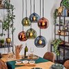 Koyoto hanging light, globe light, pendant light blue, green, coppery, 6-light sources