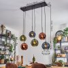 Koyoto hanging light, globe light, pendant light blue, green, coppery, 6-light sources