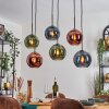 Koyoto hanging light, globe light, pendant light blue, green, coppery, 6-light sources