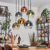 Koyoto hanging light, globe light, pendant light blue, gold, green, clear, coppery, 6-light sources