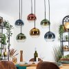 Koyoto hanging light, globe light, pendant light blue, gold, green, clear, coppery, 6-light sources