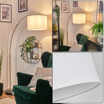 Soungou floor lamp, Arch lamps brass, black, 1-light source, Fabric lampshade