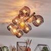 Koyoto ceiling light, globe light Amber, Smoke-coloured, 10-light sources
