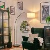 Bassagoda floor lamp, Arch lamps matt nickel, black, 1-light source, Fabric lampshade