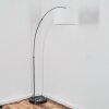 Bassagoda floor lamp, Arch lamps matt nickel, black, 1-light source, Fabric lampshade