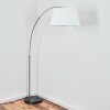 Bassagoda floor lamp, Arch lamps matt nickel, black, 1-light source, Fabric shade