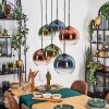 Koyoto hanging light, globe light, pendant light blue, green, clear, coppery, 6-light sources