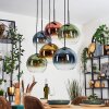 Koyoto hanging light, globe light, pendant light blue, gold, green, clear, coppery, 6-light sources