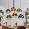 Koyoto hanging light, globe light, pendant light blue, gold, green, clear, coppery, 6-light sources